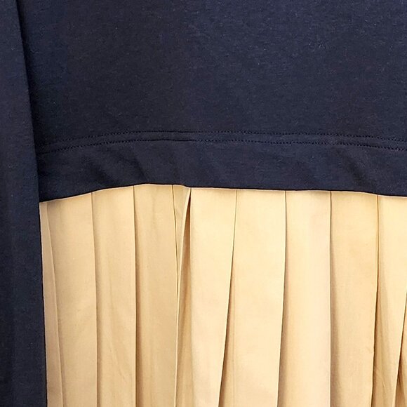 Ugerlov Navy & Beige Pleated Contrast Dress XL Casual Chic NWT - Picture 4 of 6